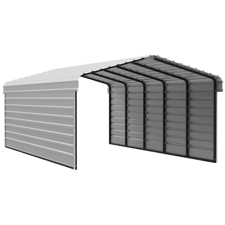 Arrow Storage Products Galvanized Steel Carport, W/ 2-Sided Enclosure, Compact Car Metal Carport Kit, 12'x24'x7', Eggshell CPH122407ECL2